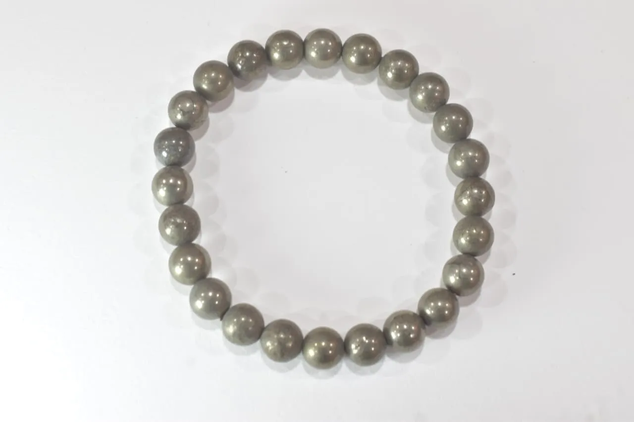 Golden Pyrite Money Magnet Bracelet with 925 Silver Spacers
